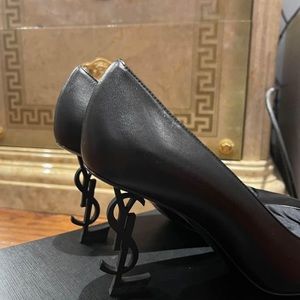 YSL Opyum Heels 7.5 in Black Matte